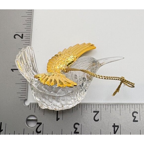 Vintage Hummingbird Christmas Tree Ornament Clear Plastic Bird Gold Tone Wings - Picture 3 of 9